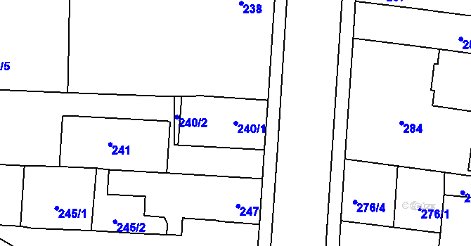 Parcela st. 240/1 v KÚ České Budějovice 7, Katastrální mapa