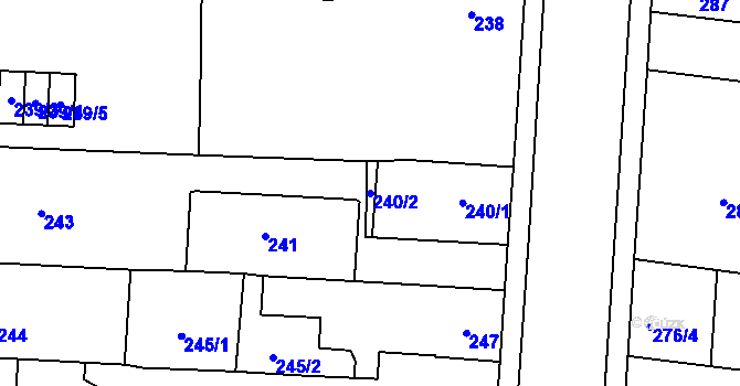 Parcela st. 240/2 v KÚ České Budějovice 7, Katastrální mapa