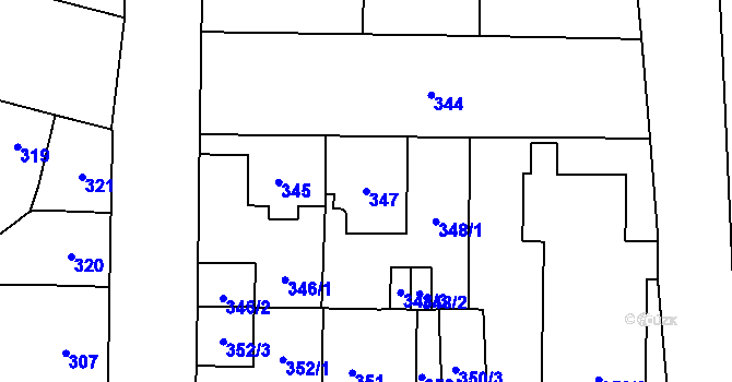 Parcela st. 347 v KÚ České Budějovice 7, Katastrální mapa