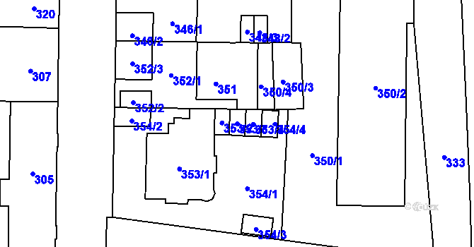 Parcela st. 353/3 v KÚ České Budějovice 7, Katastrální mapa