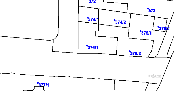 Parcela st. 376/1 v KÚ České Budějovice 7, Katastrální mapa