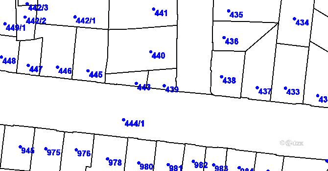 Parcela st. 439 v KÚ České Budějovice 7, Katastrální mapa