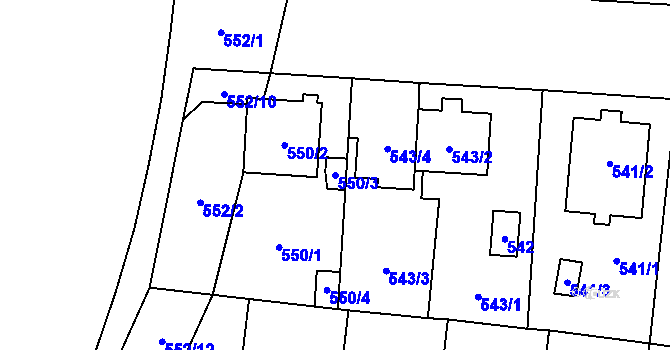 Parcela st. 550/3 v KÚ České Budějovice 7, Katastrální mapa