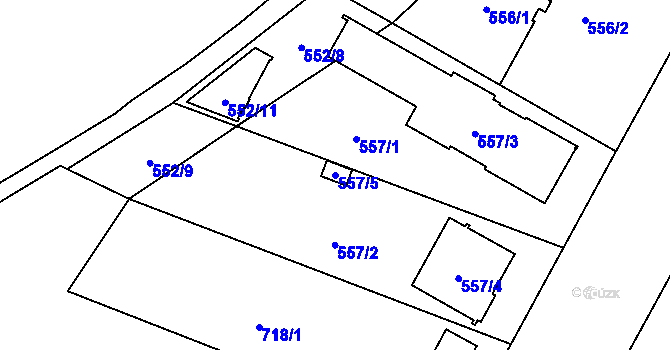 Parcela st. 557/5 v KÚ České Budějovice 7, Katastrální mapa