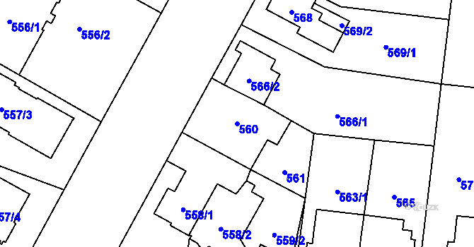 Parcela st. 560 v KÚ České Budějovice 7, Katastrální mapa