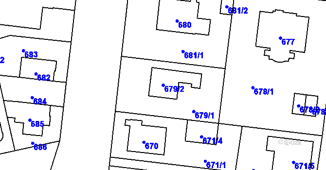 Parcela st. 679/2 v KÚ České Budějovice 7, Katastrální mapa
