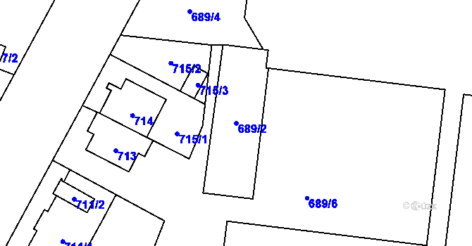 Parcela st. 689/2 v KÚ České Budějovice 7, Katastrální mapa
