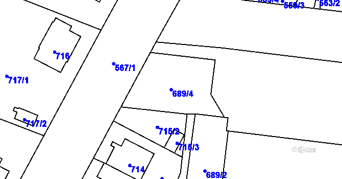 Parcela st. 689/4 v KÚ České Budějovice 7, Katastrální mapa
