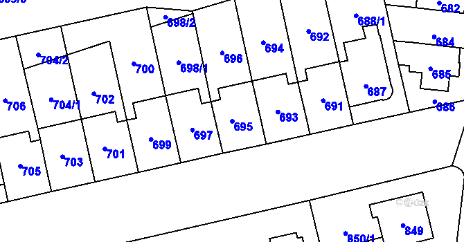 Parcela st. 695 v KÚ České Budějovice 7, Katastrální mapa