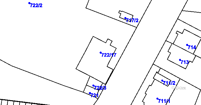 Parcela st. 722/17 v KÚ České Budějovice 7, Katastrální mapa
