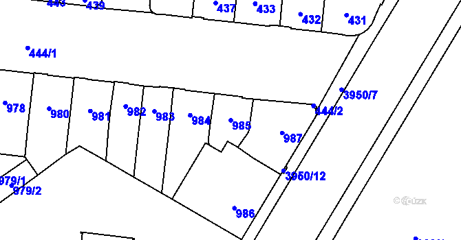 Parcela st. 985 v KÚ České Budějovice 7, Katastrální mapa