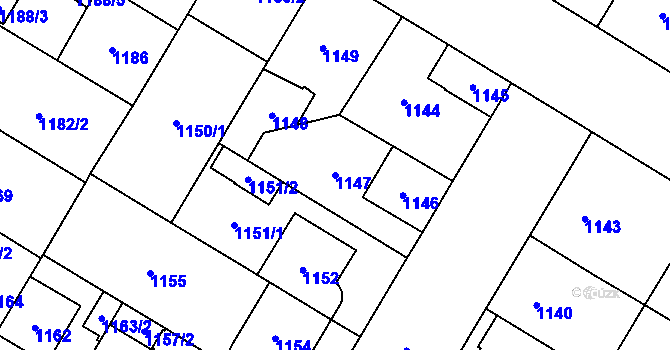 Parcela st. 1147 v KÚ České Budějovice 7, Katastrální mapa