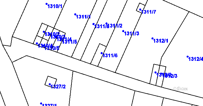 Parcela st. 1311/6 v KÚ České Budějovice 7, Katastrální mapa