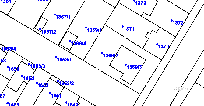 Parcela st. 1369/2 v KÚ České Budějovice 7, Katastrální mapa