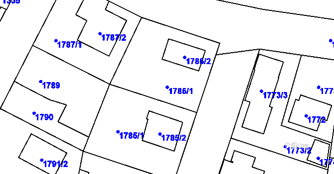 Parcela st. 1786/1 v KÚ České Budějovice 7, Katastrální mapa