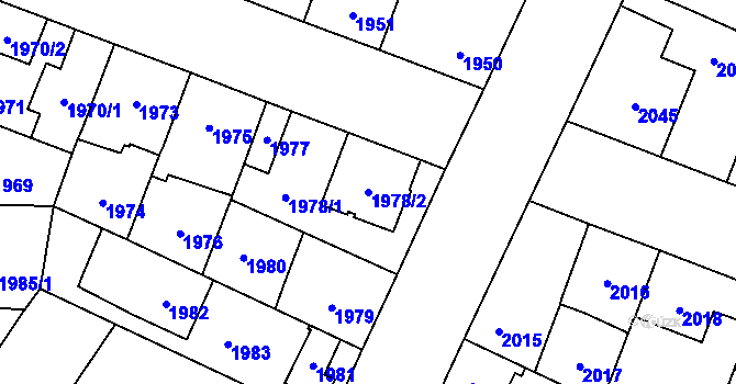 Parcela st. 1978/2 v KÚ České Budějovice 7, Katastrální mapa