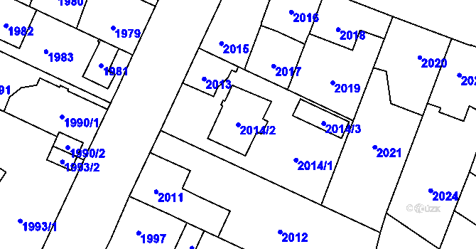 Parcela st. 2014/2 v KÚ České Budějovice 7, Katastrální mapa