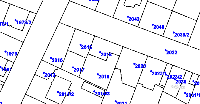 Parcela st. 2018 v KÚ České Budějovice 7, Katastrální mapa