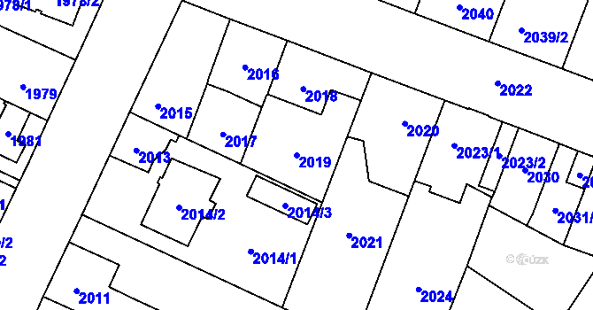 Parcela st. 2019 v KÚ České Budějovice 7, Katastrální mapa
