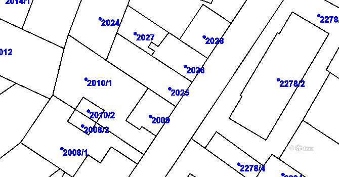 Parcela st. 2025 v KÚ České Budějovice 7, Katastrální mapa