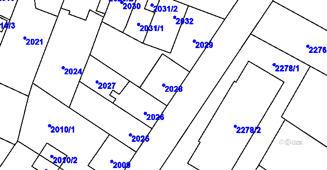 Parcela st. 2028 v KÚ České Budějovice 7, Katastrální mapa