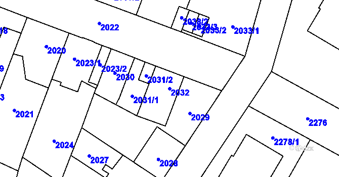 Parcela st. 2032 v KÚ České Budějovice 7, Katastrální mapa