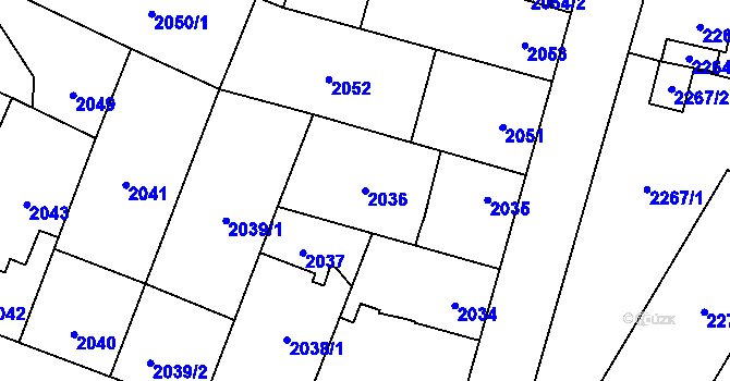 Parcela st. 2036 v KÚ České Budějovice 7, Katastrální mapa