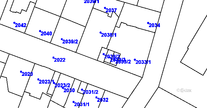 Parcela st. 2038/2 v KÚ České Budějovice 7, Katastrální mapa