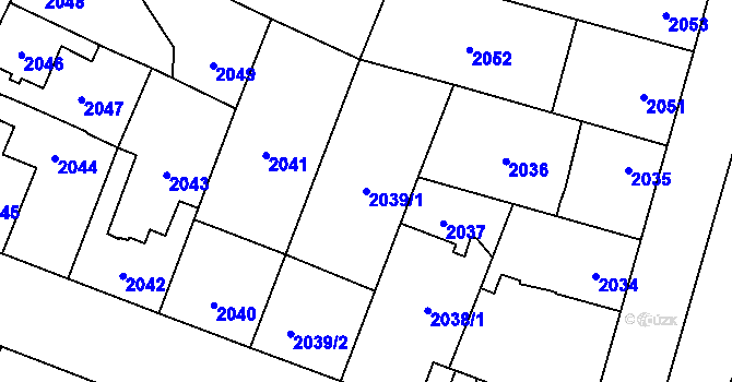 Parcela st. 2039/1 v KÚ České Budějovice 7, Katastrální mapa