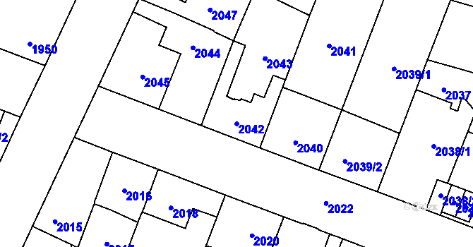 Parcela st. 2042 v KÚ České Budějovice 7, Katastrální mapa