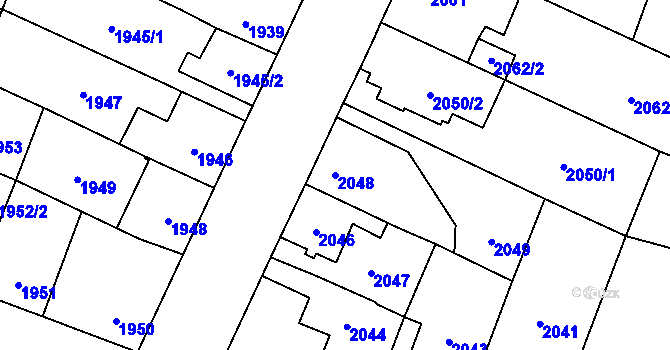 Parcela st. 2048 v KÚ České Budějovice 7, Katastrální mapa