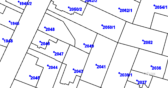 Parcela st. 2049 v KÚ České Budějovice 7, Katastrální mapa