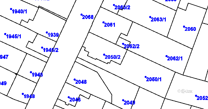 Parcela st. 2050/2 v KÚ České Budějovice 7, Katastrální mapa