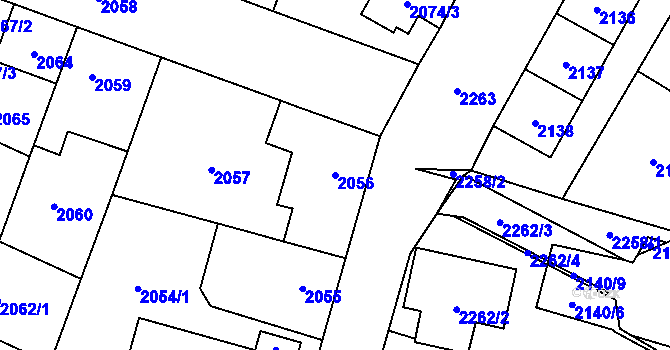 Parcela st. 2056 v KÚ České Budějovice 7, Katastrální mapa