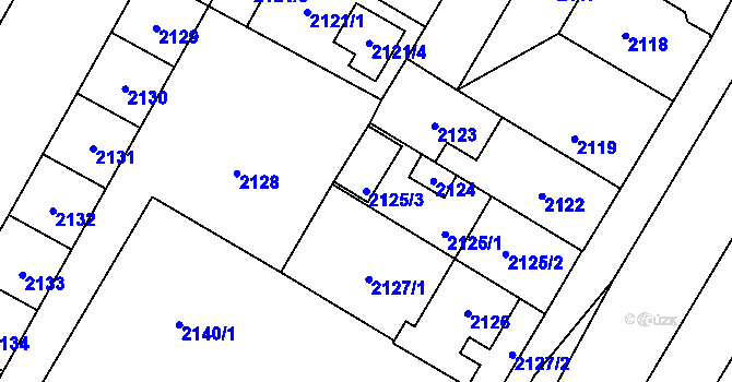 Parcela st. 2125/3 v KÚ České Budějovice 7, Katastrální mapa
