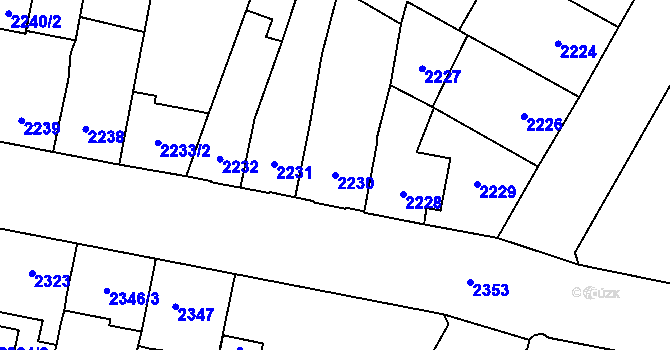Parcela st. 2230 v KÚ České Budějovice 7, Katastrální mapa