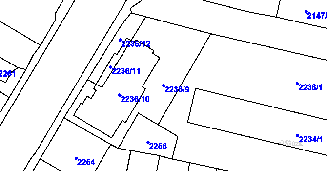 Parcela st. 2236/9 v KÚ České Budějovice 7, Katastrální mapa