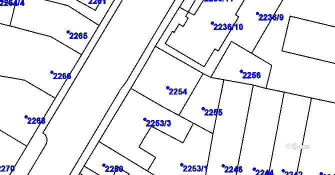Parcela st. 2254 v KÚ České Budějovice 7, Katastrální mapa