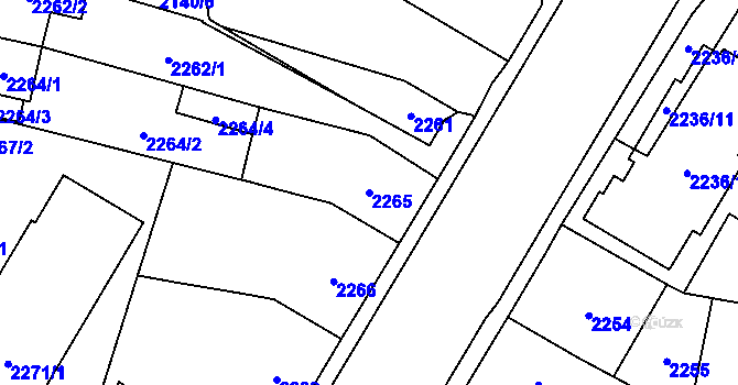 Parcela st. 2265 v KÚ České Budějovice 7, Katastrální mapa