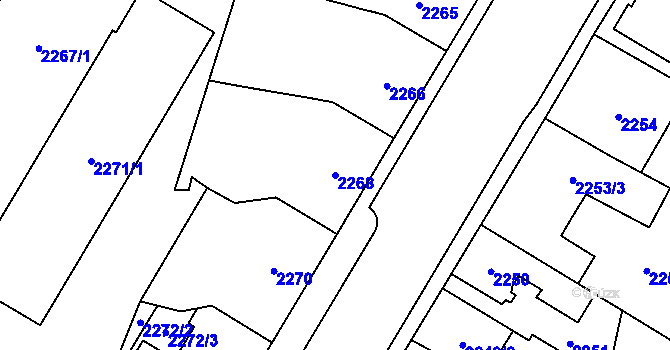 Parcela st. 2268 v KÚ České Budějovice 7, Katastrální mapa