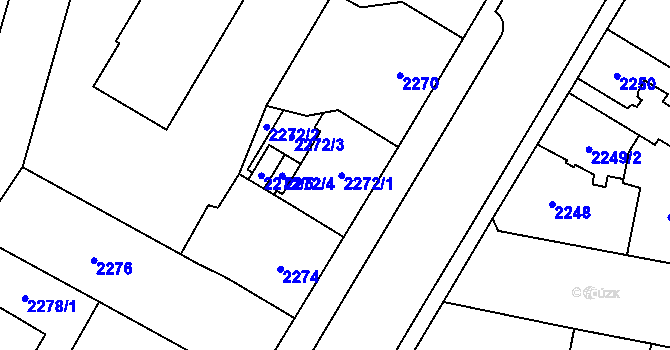 Parcela st. 2272 v KÚ České Budějovice 7, Katastrální mapa