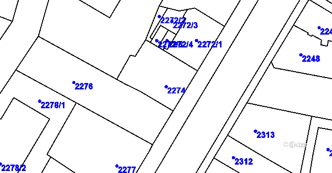 Parcela st. 2274 v KÚ České Budějovice 7, Katastrální mapa