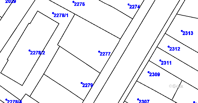 Parcela st. 2277 v KÚ České Budějovice 7, Katastrální mapa