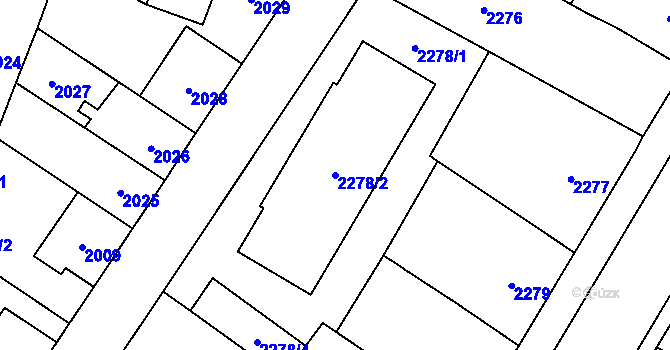 Parcela st. 2278/2 v KÚ České Budějovice 7, Katastrální mapa