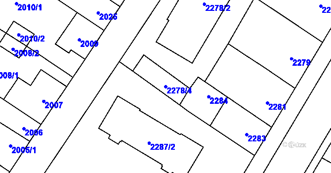 Parcela st. 2278/4 v KÚ České Budějovice 7, Katastrální mapa