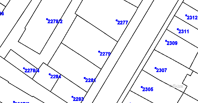 Parcela st. 2279 v KÚ České Budějovice 7, Katastrální mapa