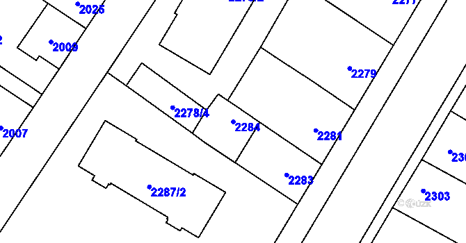 Parcela st. 2284 v KÚ České Budějovice 7, Katastrální mapa