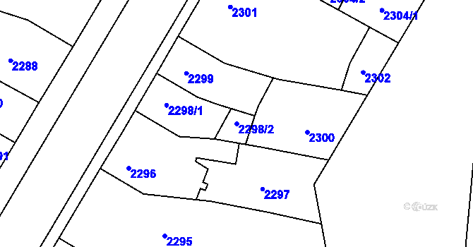 Parcela st. 2298/2 v KÚ České Budějovice 7, Katastrální mapa