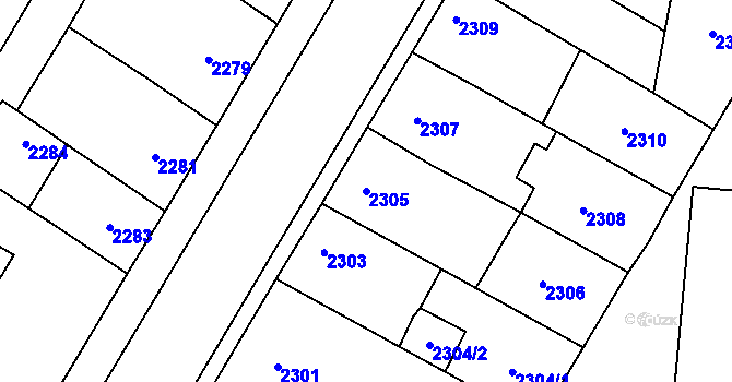 Parcela st. 2305 v KÚ České Budějovice 7, Katastrální mapa