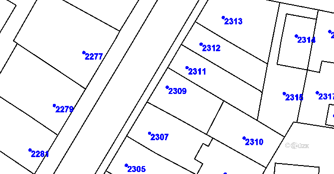Parcela st. 2309 v KÚ České Budějovice 7, Katastrální mapa